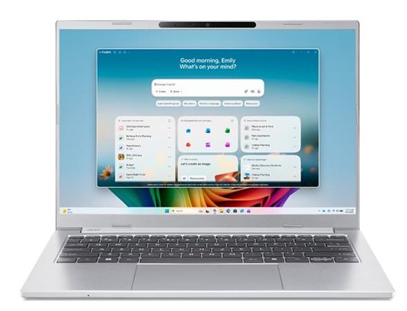 Acer Aspire 14 AI (A14-I71M-7679) Ultra 7 355/16GB/512GB SSD/14" WUXGA/Win11 Home/stříbrná NO Adapter (obrázek pro) Acer Aspire 14 AI (A14-I71M-7679) Ultra 7 355/16GB/512GB SSD/14" WUXGA/Win11 Home/stříbrná NO Adapter