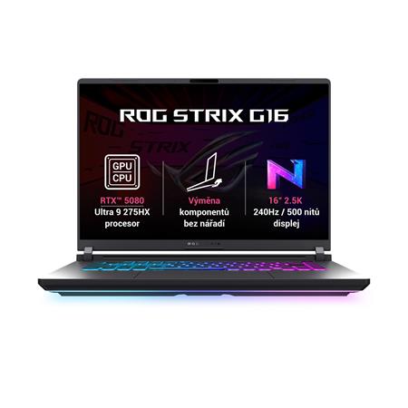 (obrázek pro) ASUS ROG Strix G16 - Ultra 9 Processor 275HX/32GB/1TB SSD/RTX 5080 16GB/16"/2,5K/IPS/240Hz/2y PUR/bez OS/šedá